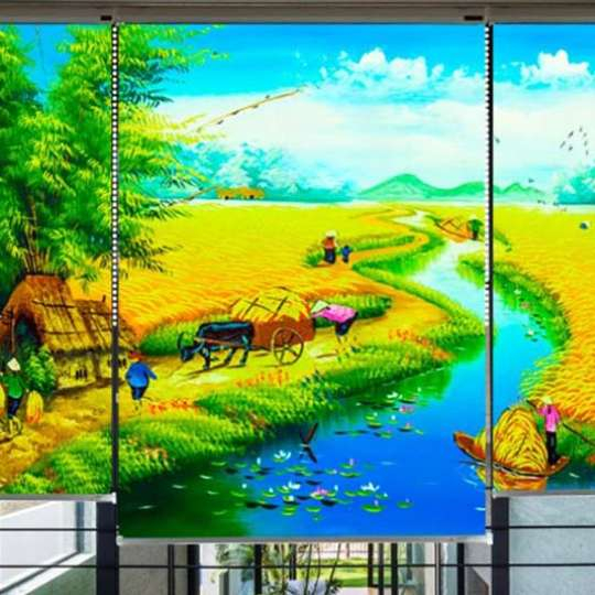 Rèm Cuốn PVC In Tranh